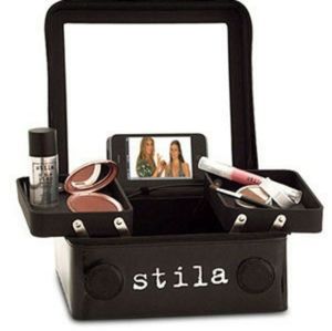 Stila makeup train case with mirror and built in speakers
